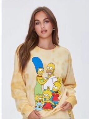 Forever 21 Yellow Tie Dye Simpsons Sweatshirt S